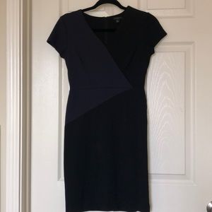 Navy blue and black fitted dress